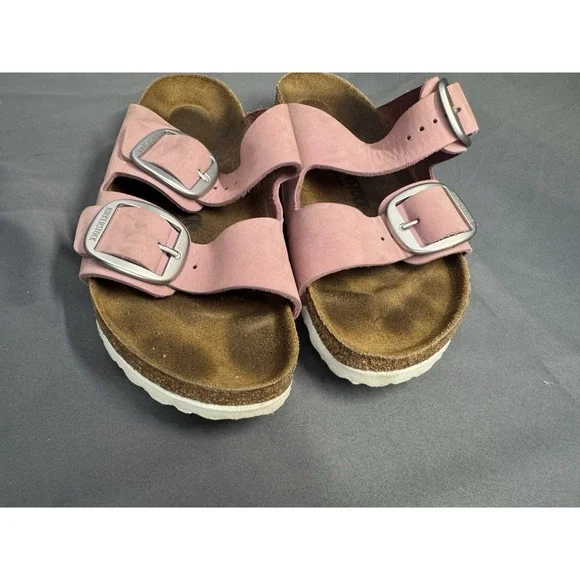 Birkenstock Arizona Big Buckle Orchid Pink Nubuck Slides Sandals  Sz 40 (9) - Picture 2 of 8